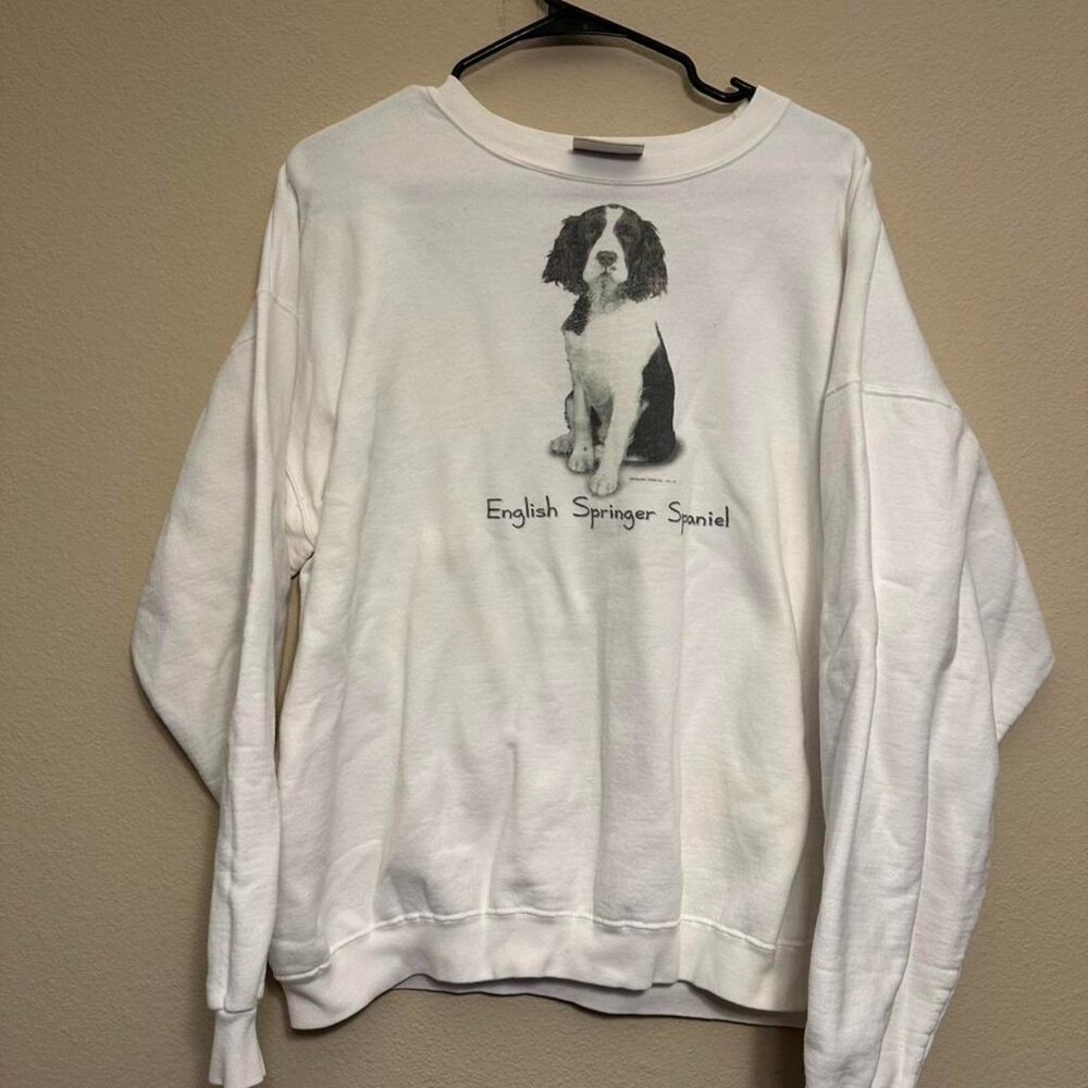 Vintage 00s English Springer Spaniel White Sweatshirt